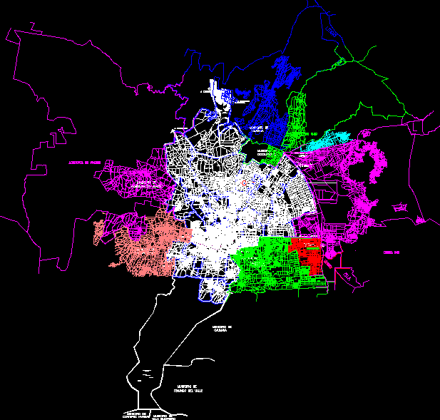 Mappa dell'area metropolitana della città di Toluca