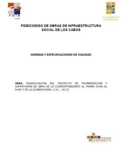 Normas de Infraestructura para Pavimentacion en Los Cabos
