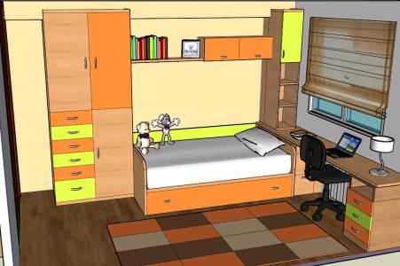Youth bedroom in 3d