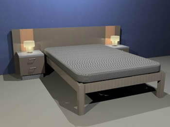 3D-Bett 136 x 200 cm mit Kopfteil und Nachttischen
