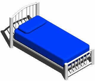 single bed in 3d
