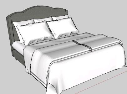 Double bed 3d skp