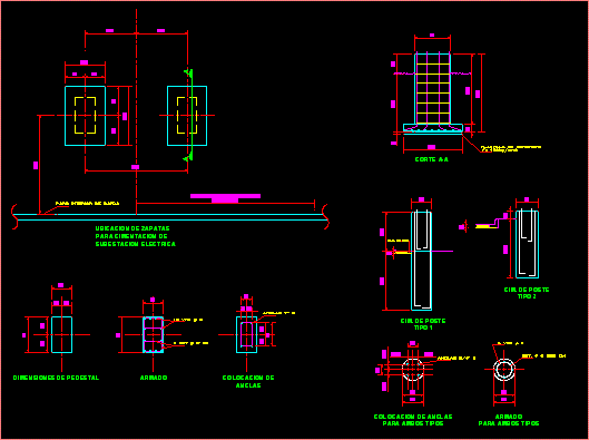 Cimentacion de postes y subestacion