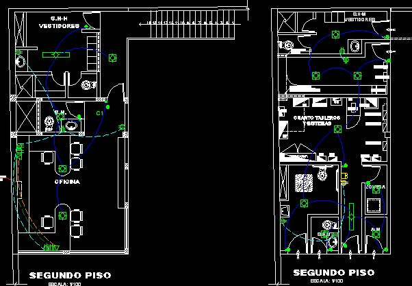 Planos de oficinas y sus distribuciones electricas
