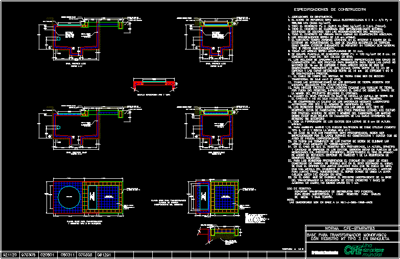 Base para tranformador monofasico con registro mt tipo 3 en banqueta