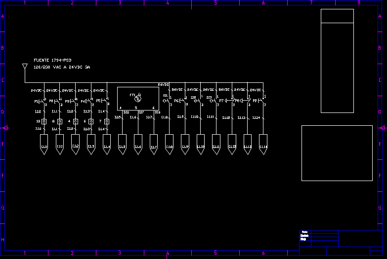 Diagrama de Entradas para PLC con Fuente de Alimentación