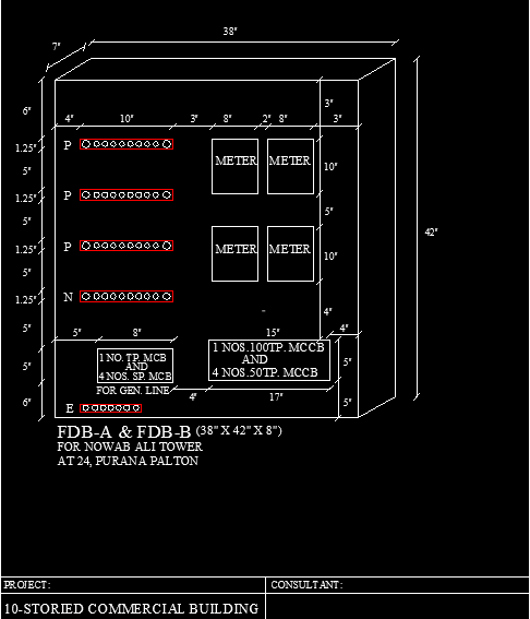 Detalles del piso de la caja de distribucion