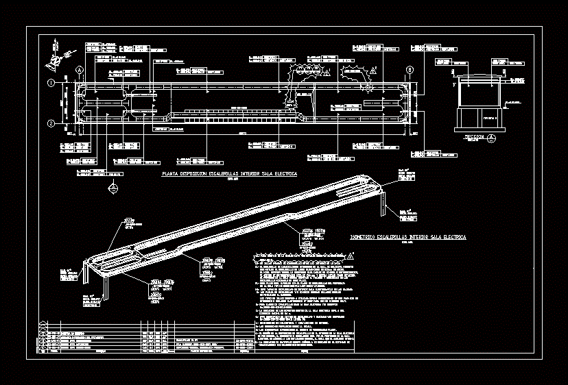 Disposición e Isométrico de Escalerillas en Sala Eléctrica