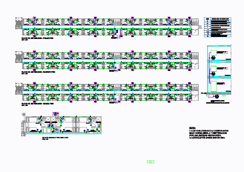 Plano de toma corrientes en modulo de campamento minero