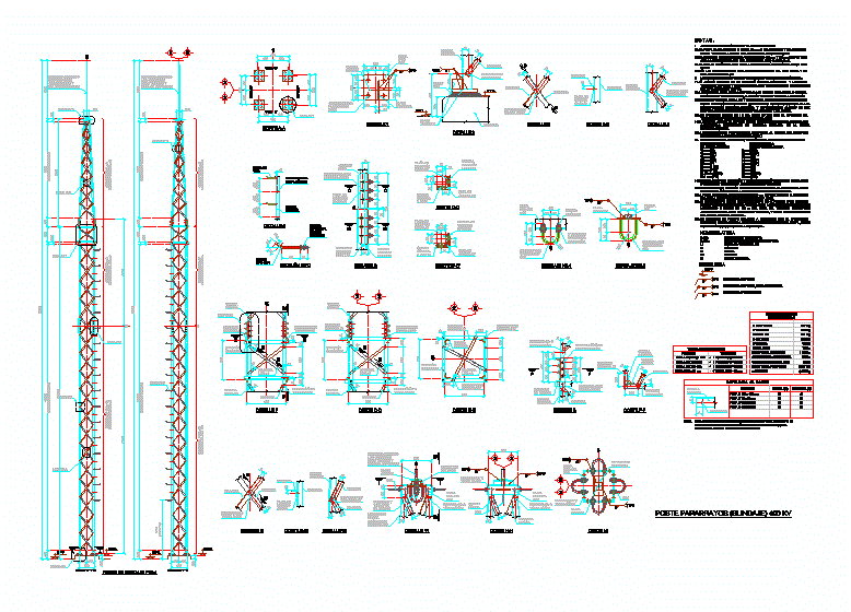 Poste de blindaje (pararrayos) 400 kv