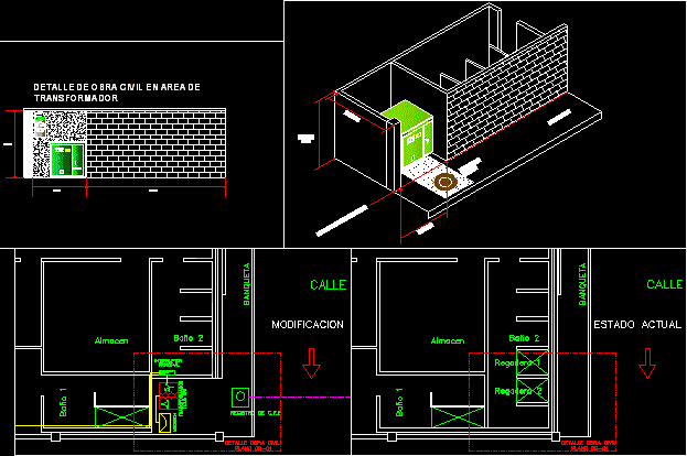 Acomodo de un tranformador de pedestal en banqueta