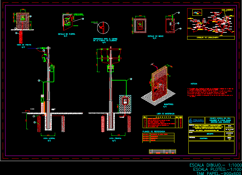 Poste de tendido electrico - medidor