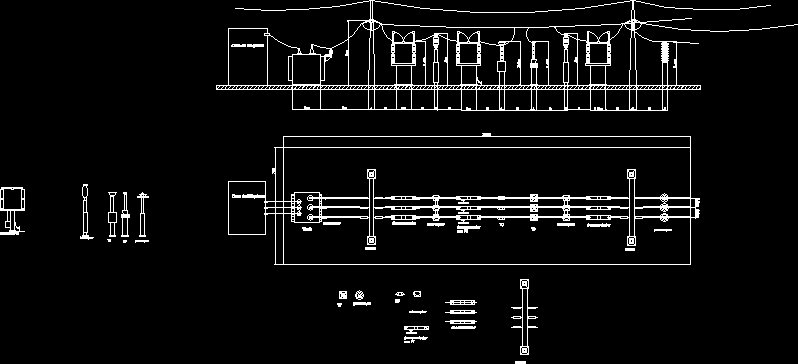 Plano elevacion y vista superior subestacion
