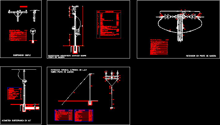 Detalle de postes para tendido electrico