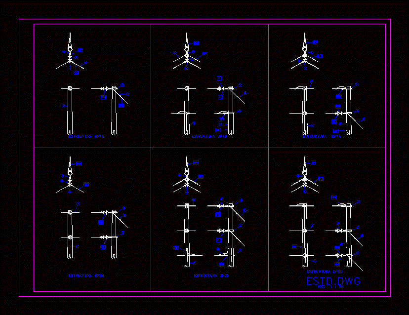 Estructura de media tension para deflexion