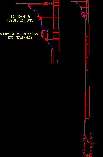 Aerial-underground junction of a medium voltage line.