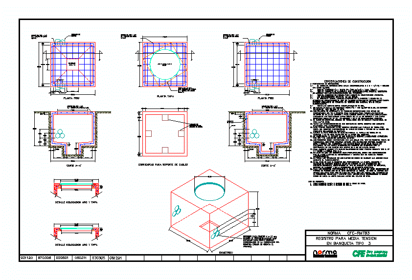 Registro para media tension en banqueta