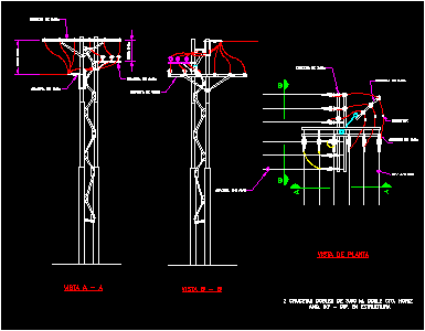 Estructura metalica para angulo 90 doble circuito horizontal