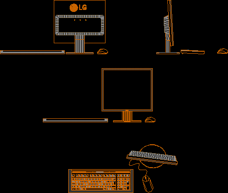 keyboard computer; mouse and screen