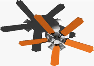 3d ceiling fan with applied materials