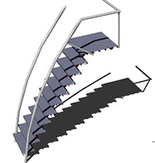 escalier métallique 3D
