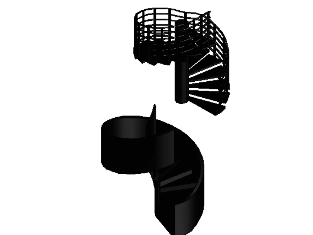 Two spiral staircases (autocad 3d)