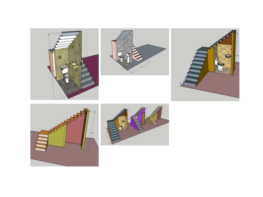 Duas escadas; três seções e em um ângulo
