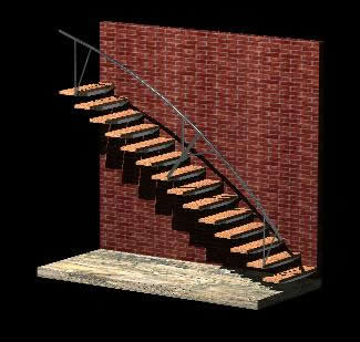 Escalera 3d de anclaje a pared estructura metalica