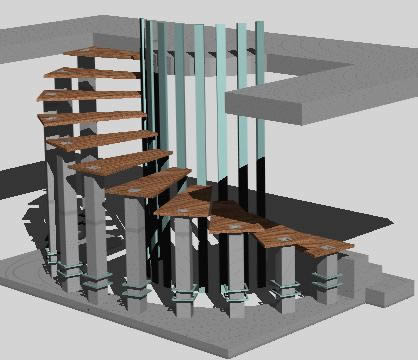 escalier en bois 3D
