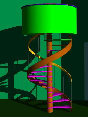 Spiral staircase with applied materials