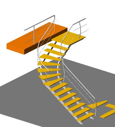 3d steel and wood staircase
