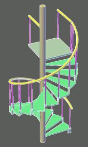 escada em espiral 3d