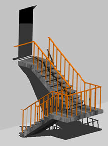 Escalier de deux sections 3d