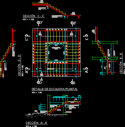 Escalera de cuatro tramos