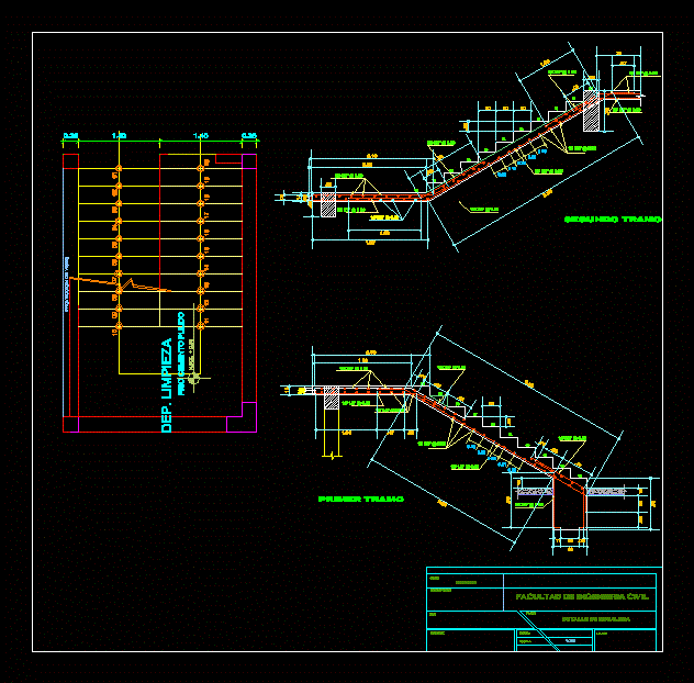 Escalera 2d y corte