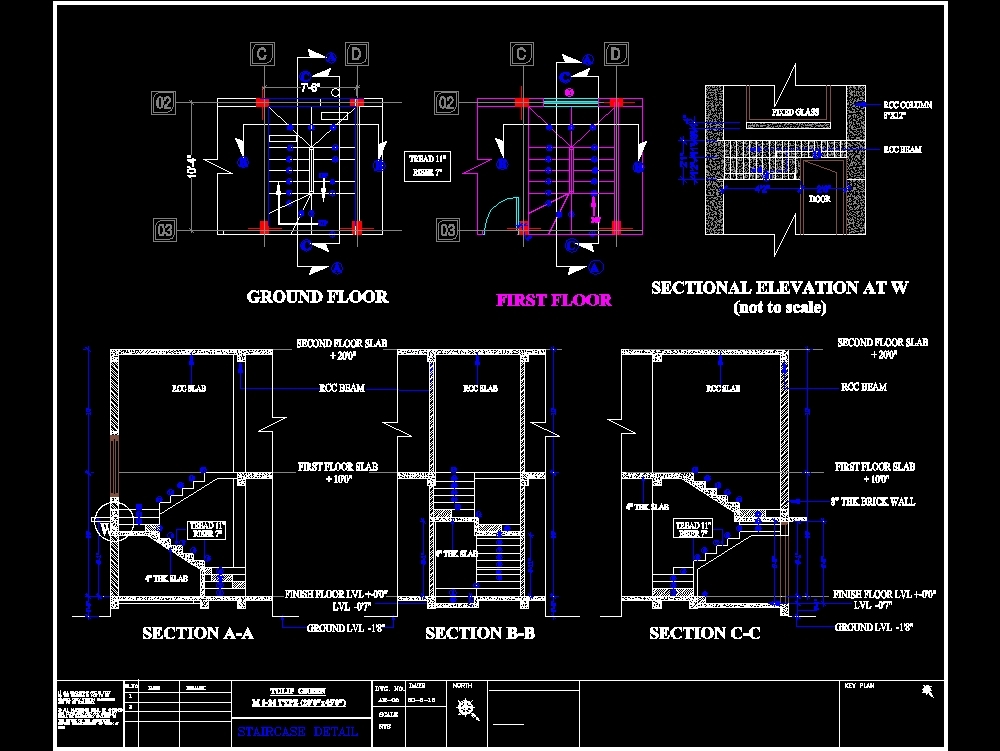 Detalles de escalera de trabajo residencial.