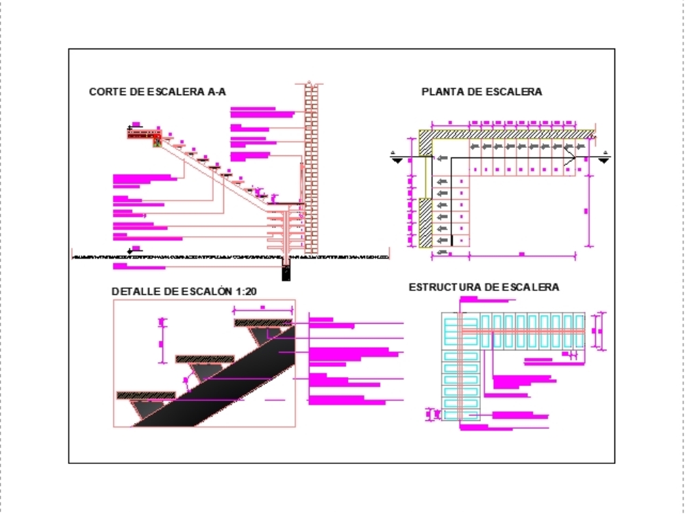 Escalera con estructura metalica y escalones de madera