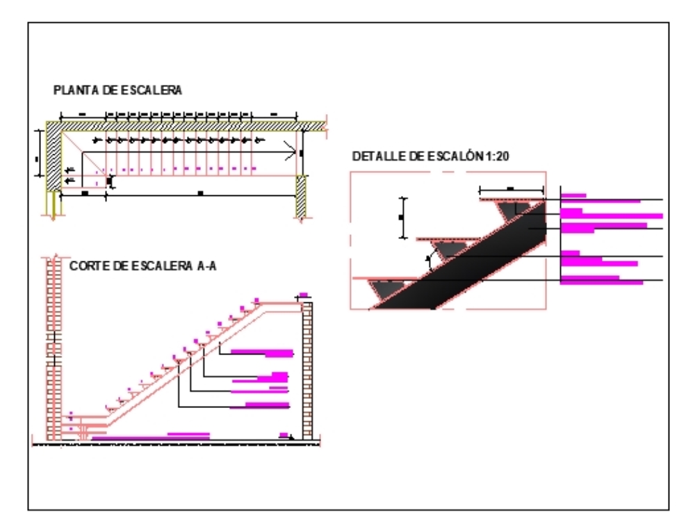 Escalera con estructura metalica