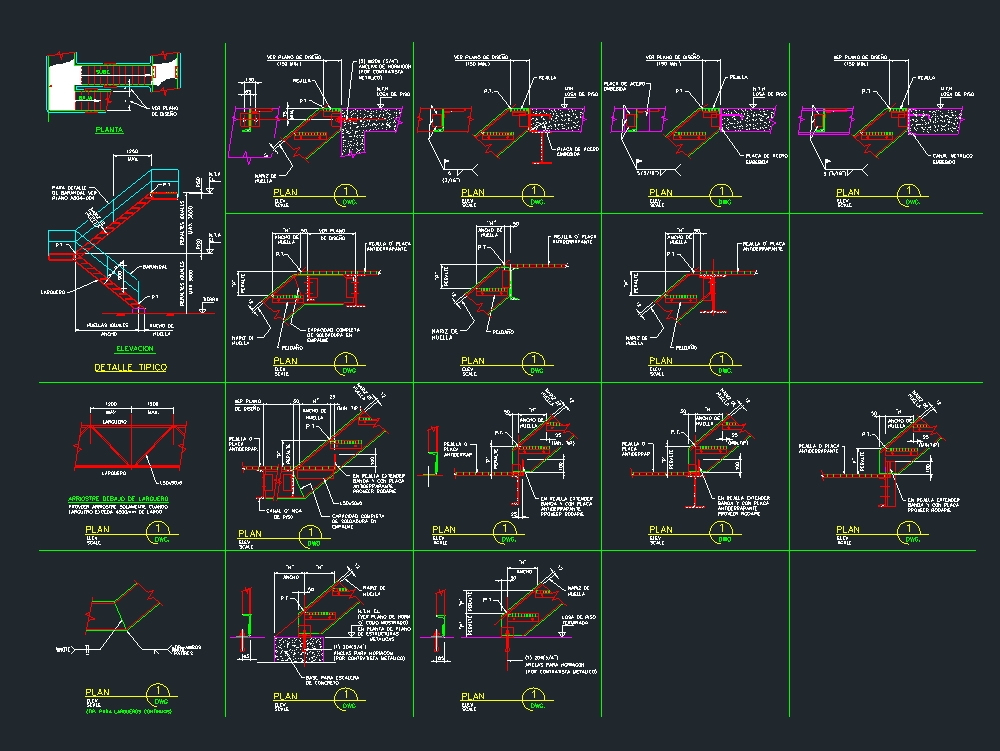 Plano de escalera exterior para edificio