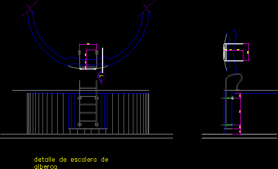 Detalle de escalera en alberca