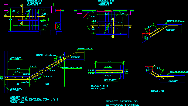 Detalhe armadura escalera em concreto