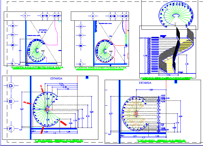 Escalera helicoidal 2d