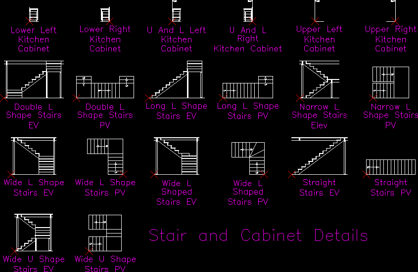 Detalles de escalera y gabinete