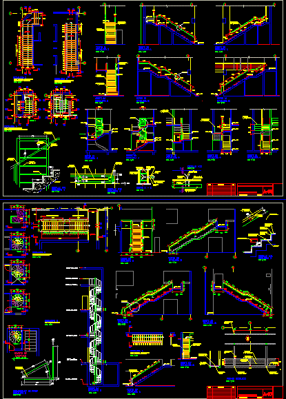 Detalles de escaleras de planta editorial