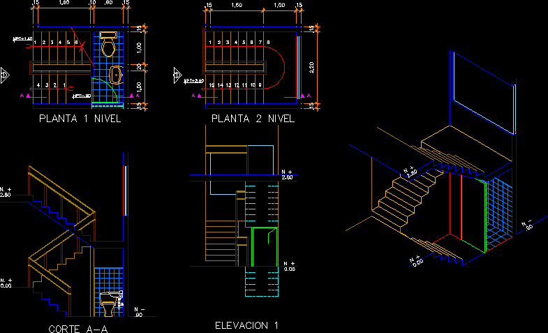 Escalera con medio bano