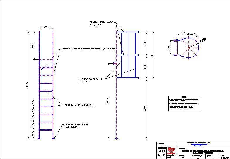 Diseno de escalera metalica de acceso vertical para las industrias