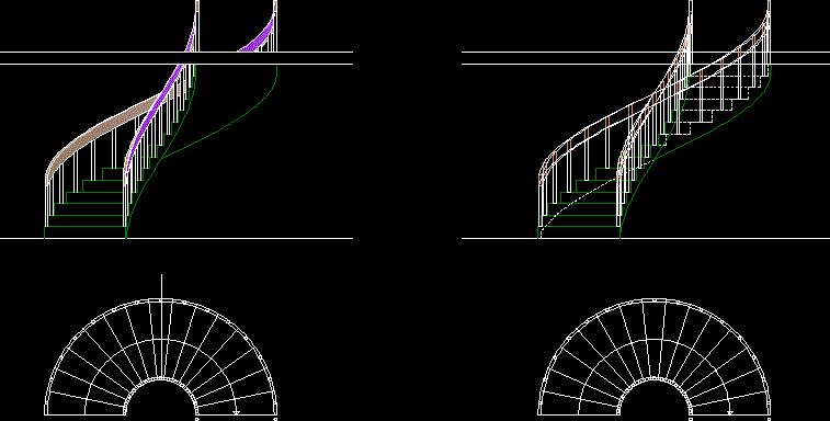 Escalera elicoidal 2d y 3d