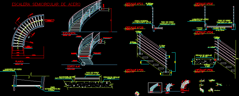 Detalles proyecto escalera curva