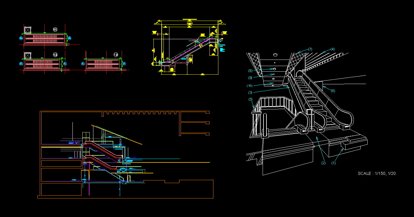Detalle escalera mecánica
