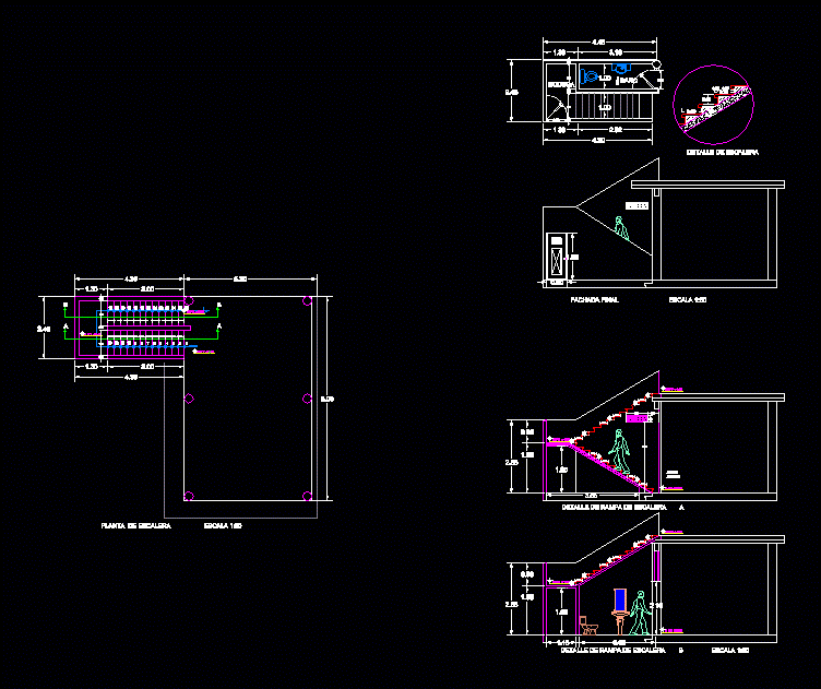 Escalera con medio baño